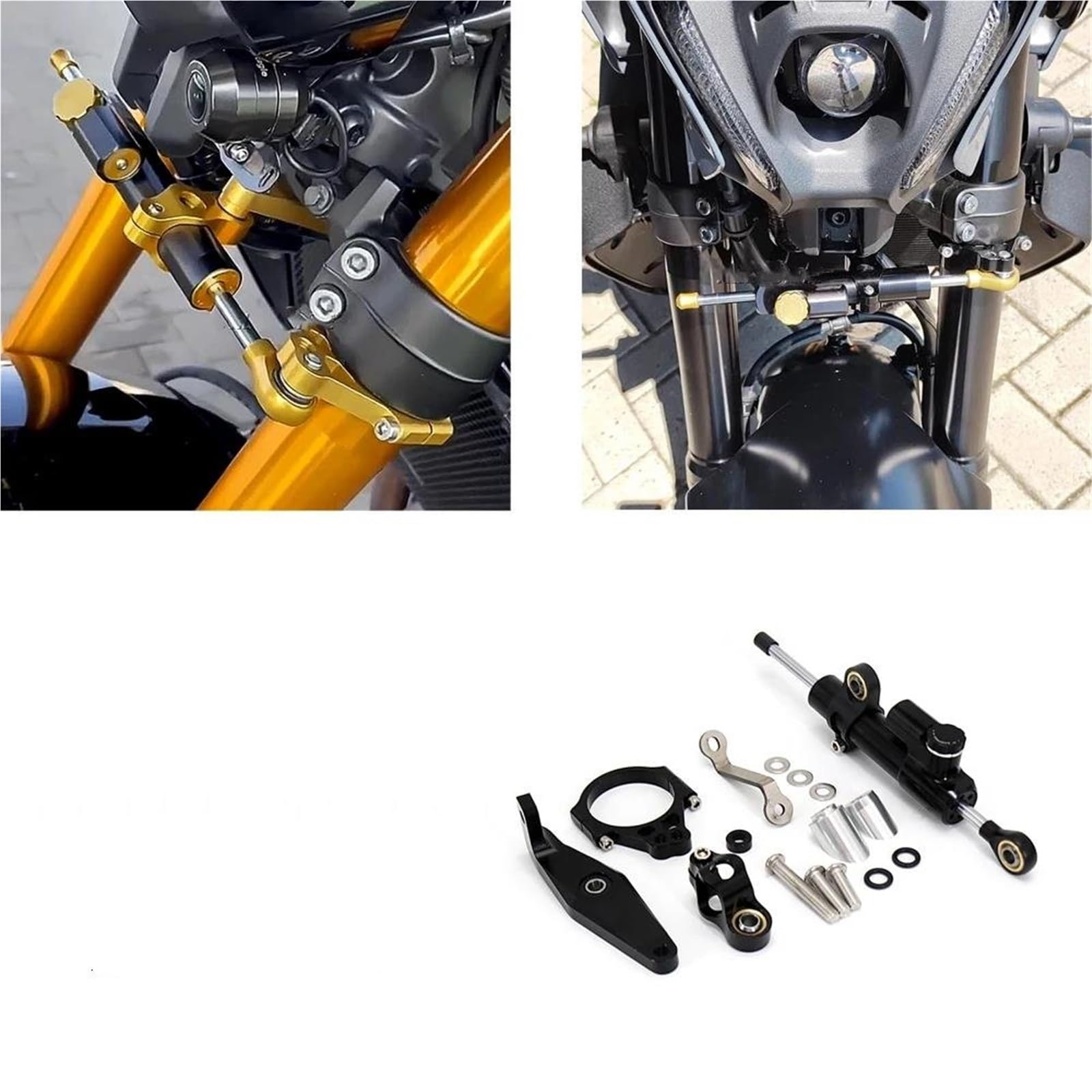 Voor Yamaha MT09 MT 09 MT-09 2013-2020 Steering Stabiliseren Demper Beugel Motorfiets Carbon Dempers Montage Ondersteuning Accessoires Versieren (Color : Silver Damper