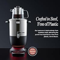 Vista 2 de SAKI Chaiovar Samovar Eléctrico - Tetera eléctrica de acero inoxidable de 4 litros, pantalla de temperatura, tetera grande de cerámica, protección