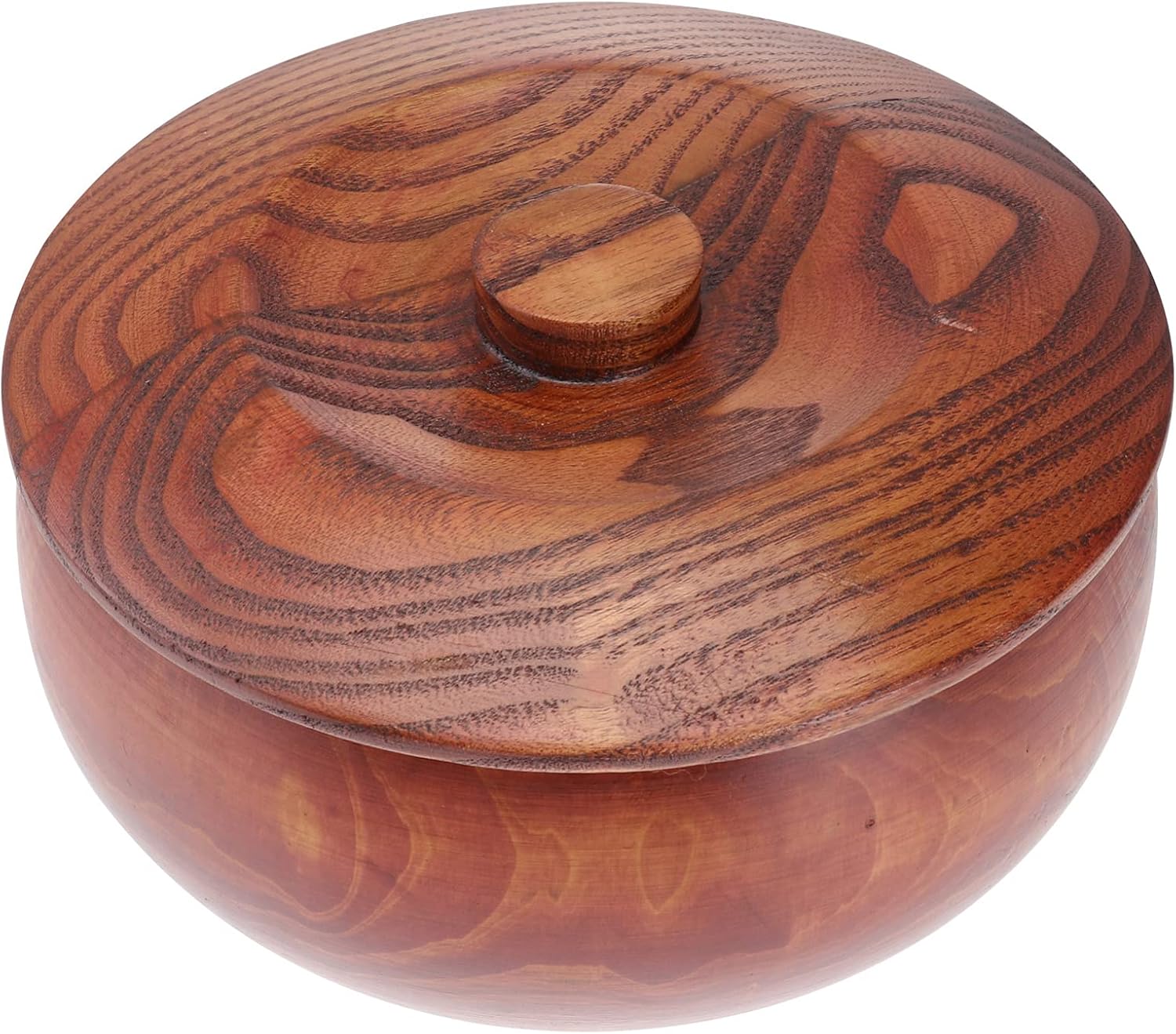 generic Wooden Serving Plate Bowl with Lid Natural Wood