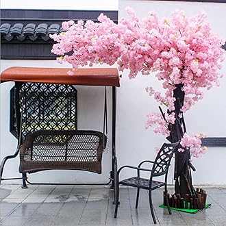 8.2Ft Cherry Blossom Artificial Tree, Handmade Natural Faux Peach Blossom Tree Blossom Trees Fake Cherry Blossom Tree Indoor Outdoor Home Office Party Wedding (8.2x8.2Ft)