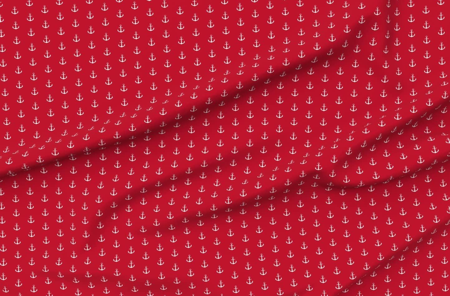 Spoonflower Fabric - Anchor Red Cream Navy Ship Ocean Nautical Printed on Minky Fabric by The Yard - Sewing Baby Blankets Quilt Backing Plush