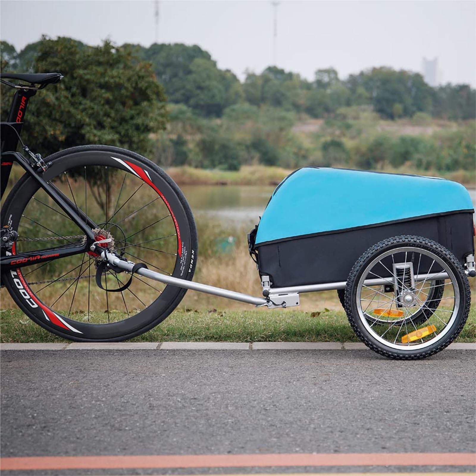 Rimorchio per bici con copertura rimovibile, ruote da 40,6 cm, accoppiatore a sgancio rapido, misura universale per la maggior parte delle biciclette, soluzione di trasporto durevole e versatile