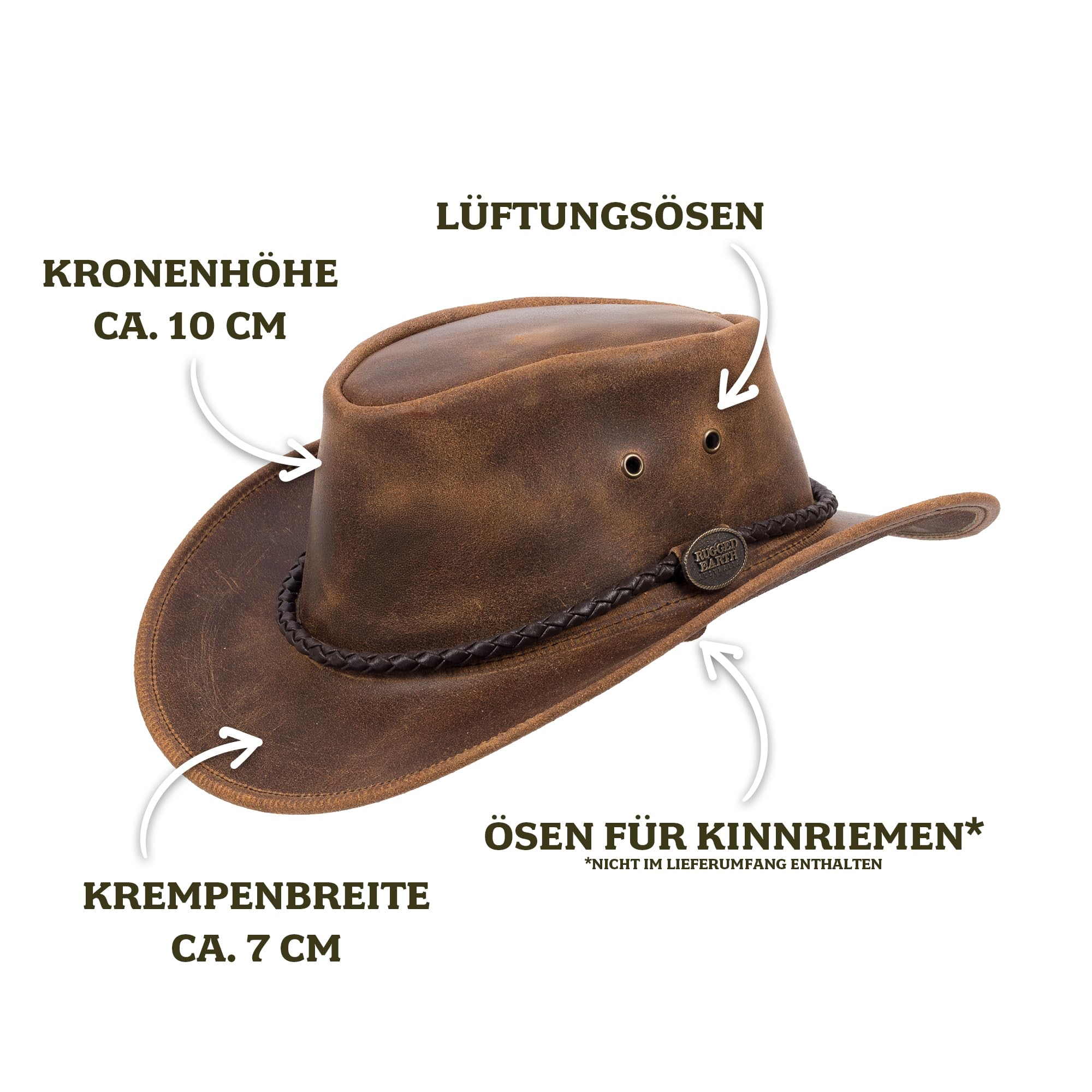 Outback Legend Australien Lederhut Klassischer Cowboyhut Australian Style wasserabweisend Outdoor Camping