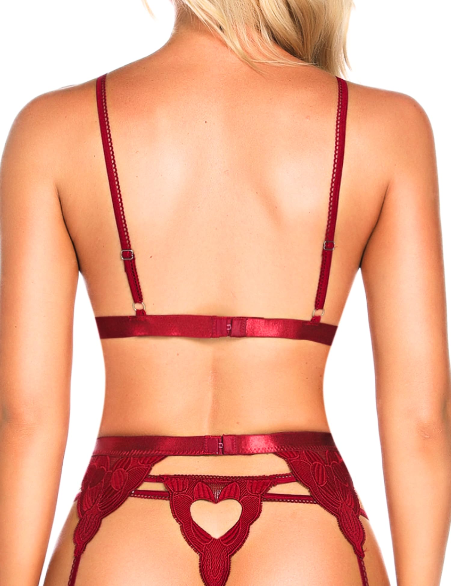 EVELIFE Conjunto de Lencería Mujer Sujetadores con Liguero Sexy Lencería 3 Piezas Tanga y Liguero Sin Medias — view 2