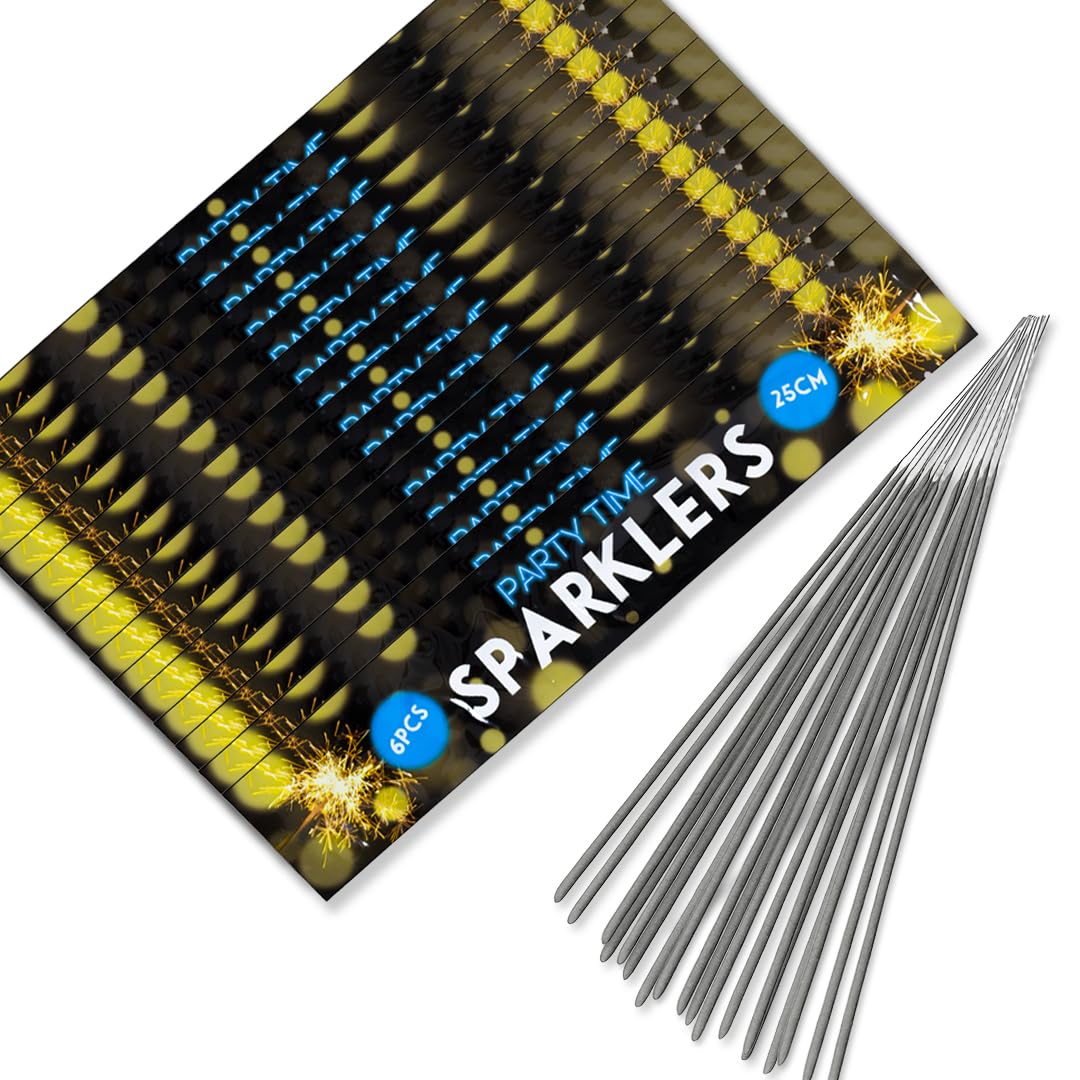 Hand-Held Sparklers 25cm - 15 Packs of 6 - Ideal for Bonfire Night, Halloween, Christmas, and New Year Celebrations - Total of 90 Sparklers