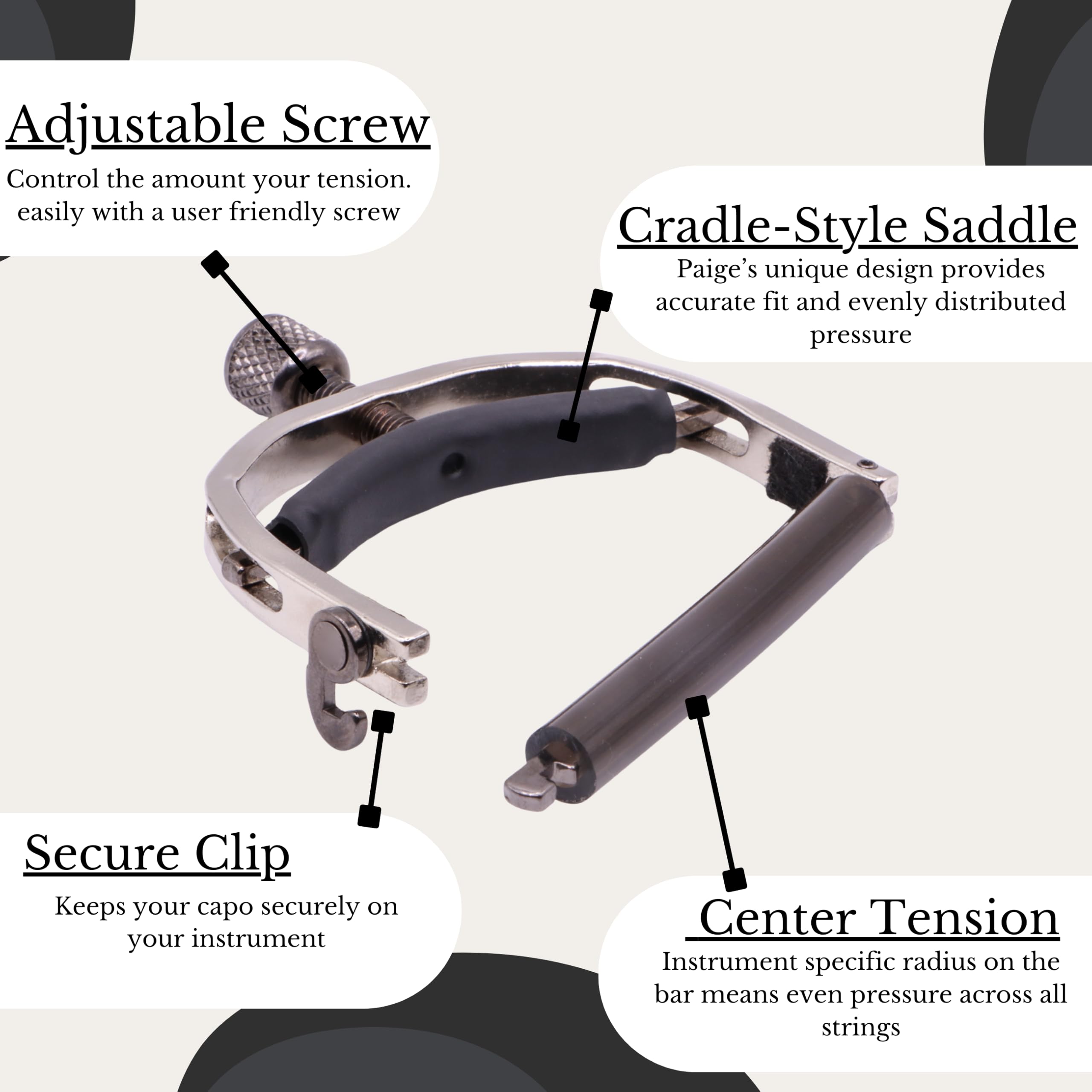 Paige™ Oryginalny Capo P-6N - gitara elektryczna - 6-strunowa - wykończenie: satynowy nikiel