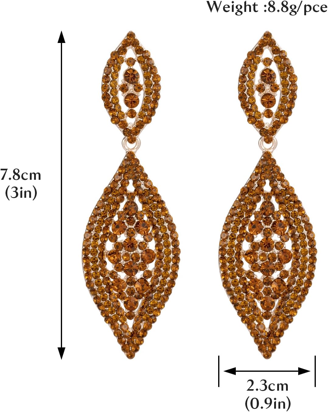 Women Large Statement Chandelier Earrings Rhinestone Clear Crystal Party 2 Leaf Dangle Earrings - Image 6