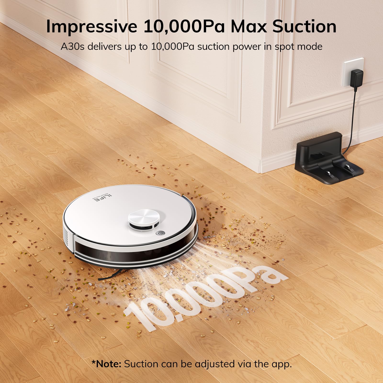 ILIFE A30s Robot Vacuum Cleaner, 10000Pa Max Suction Power with Lidar Navigation, Home Mapping, No-Go Zone, 150 Mins Max, 2.4G WiFi/App/Alexa/Remote Control, for Hard Floor, Carpet and Pet Hair - image 2