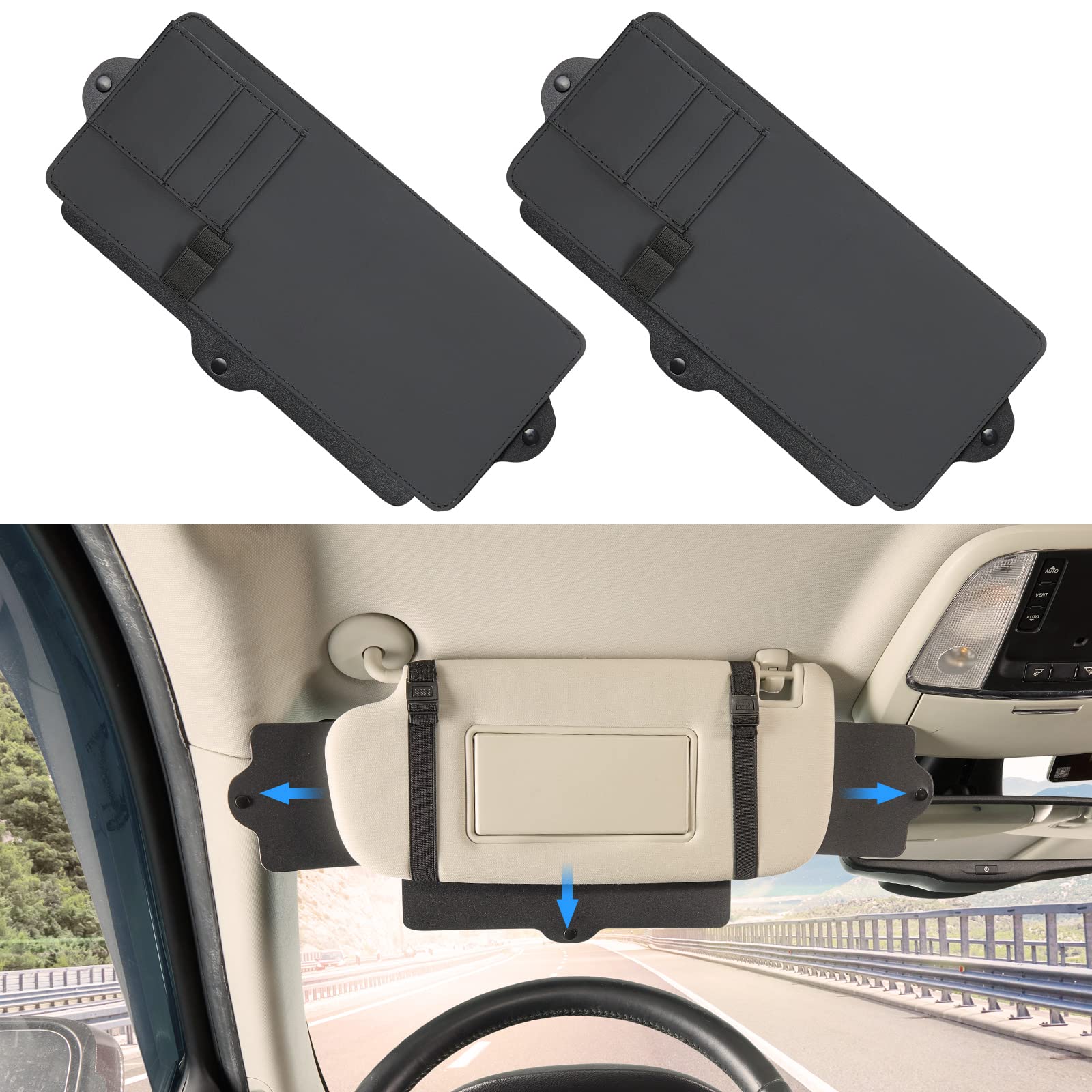 Photo 1 of JoyTutus Car Sun Visor Sunshade Extender, Adjustable Car Sun Visor Extender Protects from Anti-Glare, UV Rays Blocker Window Sun Visor Windshield Sunshade Extender for car SUV(2 Pack) 2 pack balck