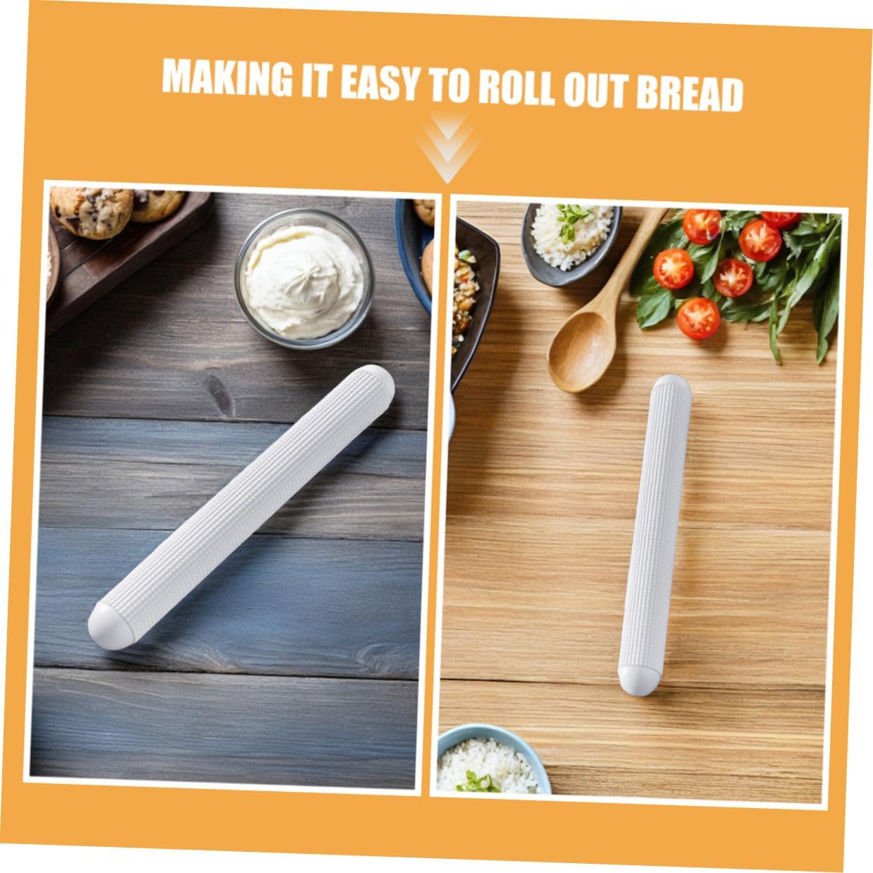 LABRIMP 6pcs Plastic Exhaust Fondant Rolling Pin Set Nonstick Small Dough Roller for Bread Pastry Pizza Noodles Baking Kitchen Utensils