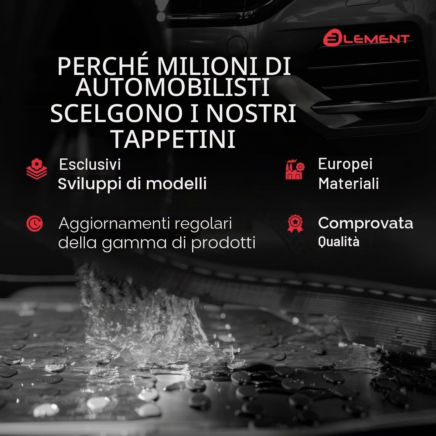 Element - Set di tappetini in gomma 3D adatti per Jeep Avenger | 2023 – oggi, 100% su misura, tappetini in gomma per auto, tappetini in gomma per auto