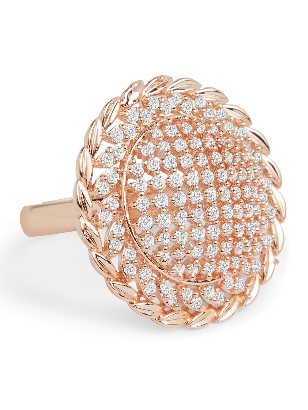 ZAVERI PEARLS Rose Gold Dazzling Cubic Zirconia Party Bling Statement Brass Adjustable Finger Ring-ZPFK17359 (B0CSSWJ46V) Amazon Price History, Amazon Price Tracker