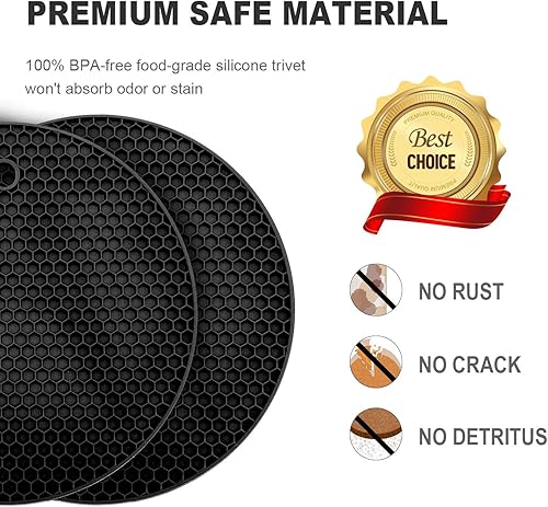 Miniatura 3 de 4 salvamanteles para platos calientes, salvamanteles de silicona resistentes al calor de cocina, extragruesos, grandes, antideslizantes (1. negro)