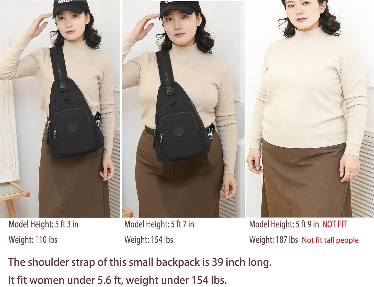 Small Backpack for Women Black Crossbody Sling Bag Anti-theft Travel Bag Convertible Casual Daypack - Image 2