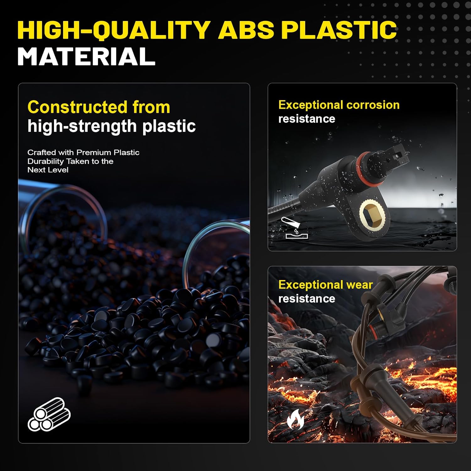 4PCS ABS Wheel Speed Sensor Set for Jeep Wrangler 2007-2017 - Front & Rear, Left & Right - Replaces 68003281AA, 68003281AB, 52125003AD, 52125003AC - Compatible with 3.6L & 3.8L Engines