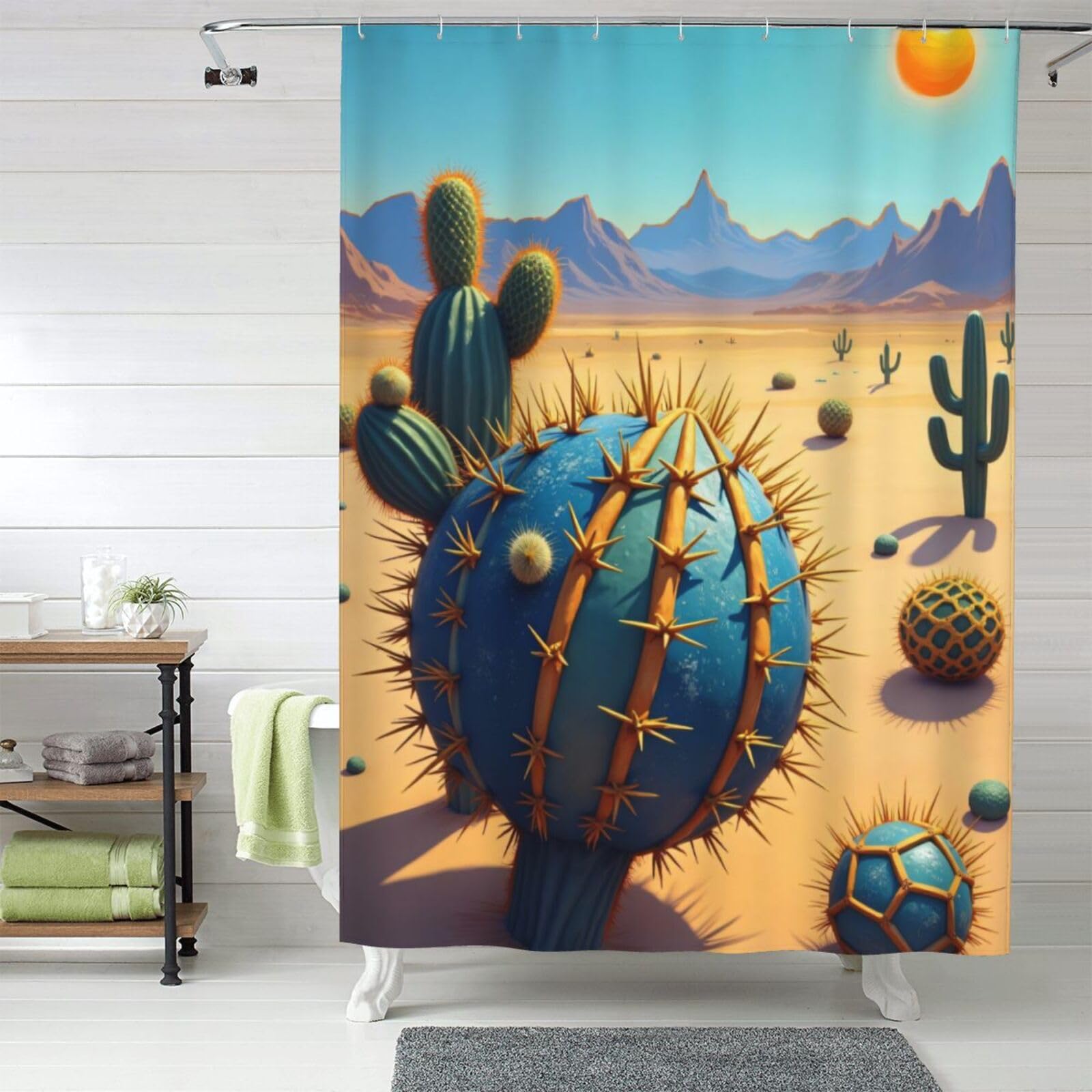 Rideau de douche cactus en tissu épais et résistant de qualité supérieure