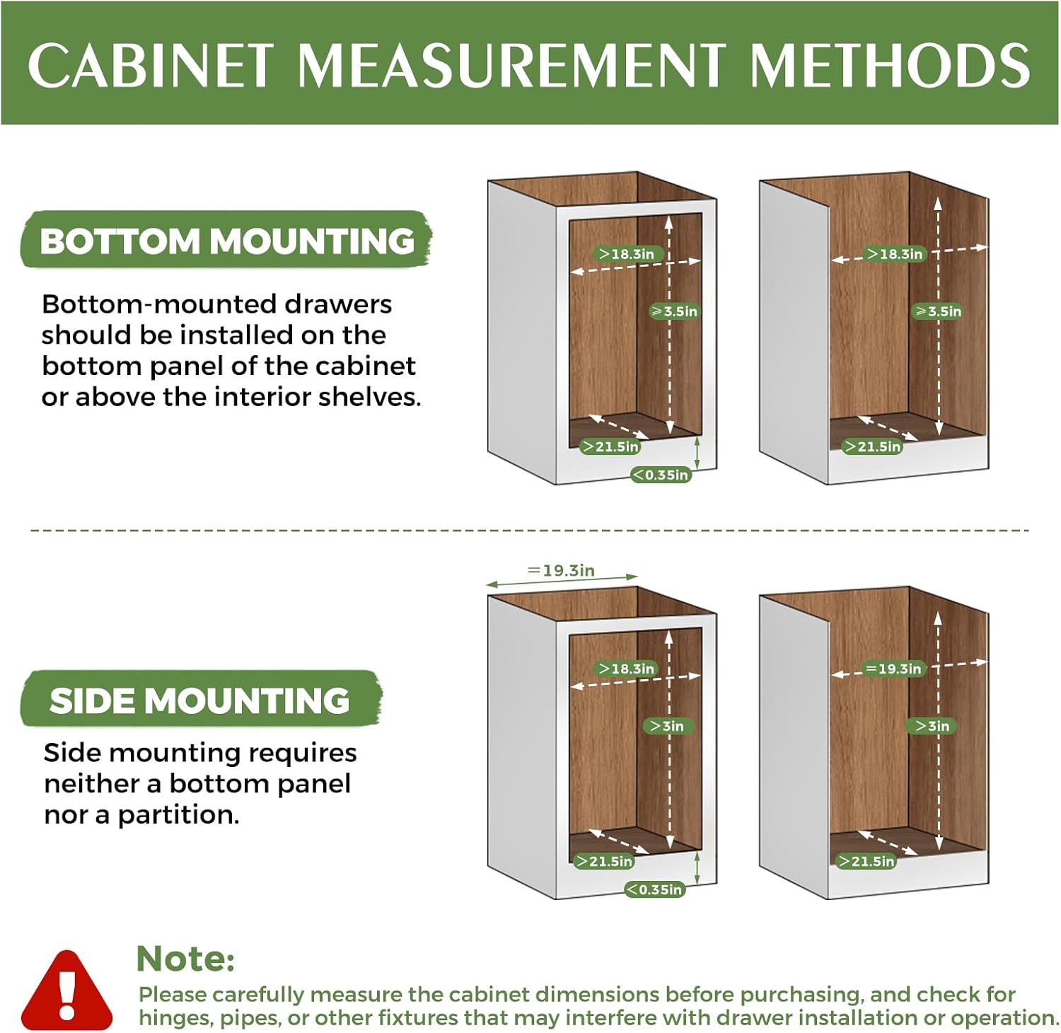 Wooden Pull Out Cabinet Organizer for Kitchen Fully Assembled 18" W x 21" D x 3" H Solid Wood Drawer with Soft Close Slides Bottom or Side Mount for Pantry Bathroom Bedroom Dining Room Storage