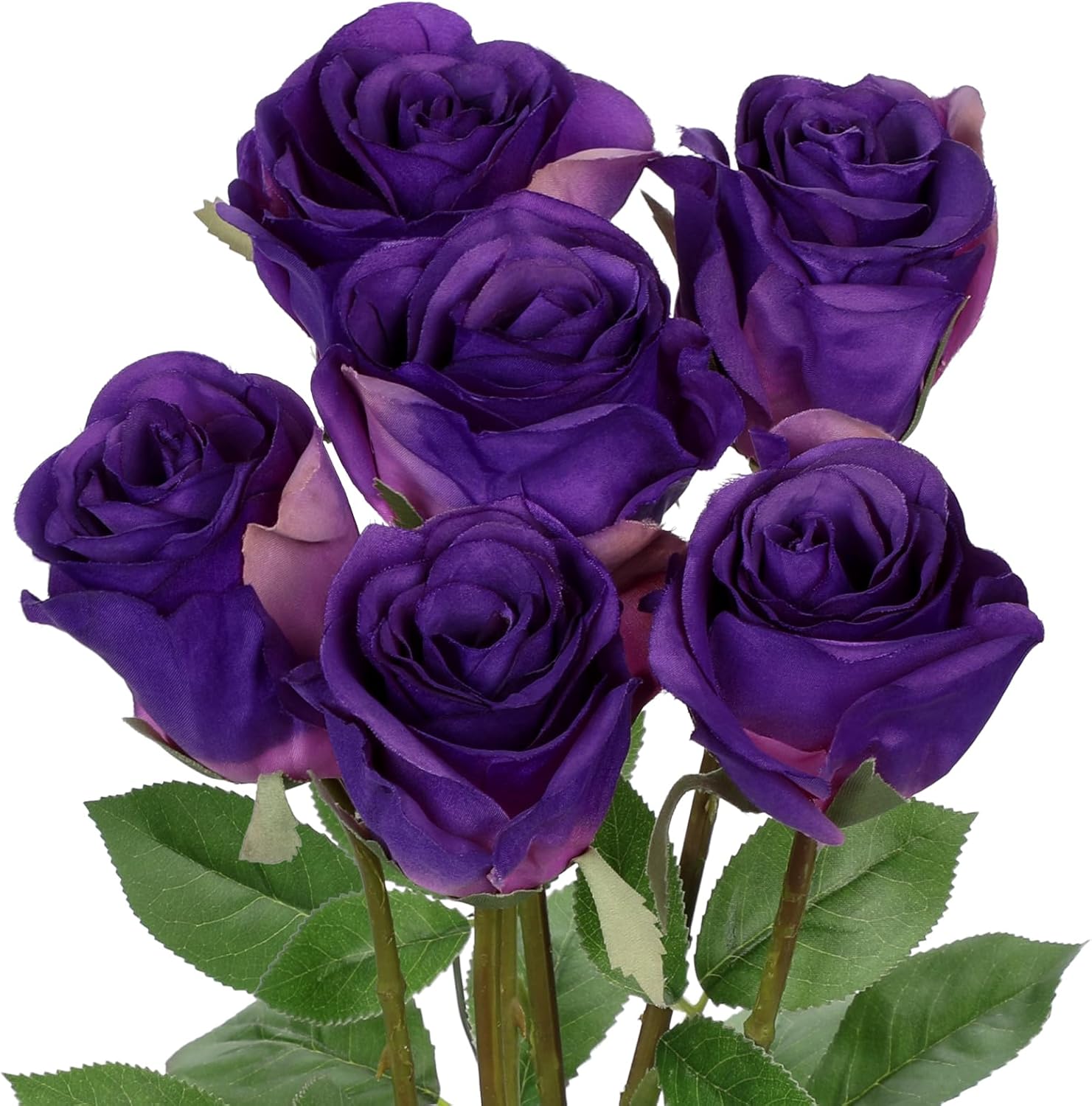 Briful Purple Artificial Roses – 6PCS 18.9" Silk Rose Flowers with Long Stems Realistic Faux Rose Bouquet for DIY Wedding Arrangements Table Vase Centerpieces Home Event Decor
