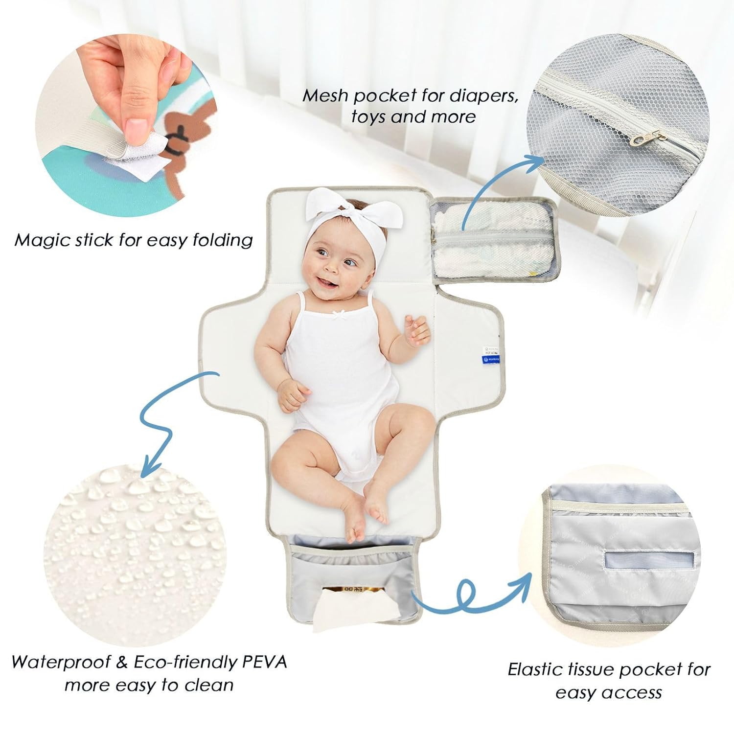 Cartoon Green Plaid Dolphin Diving Reusable Waterproof pad with Tissue Pocket Portable Diaper Changing pad Infant Travel Station Kit cambiadores de pa?ales para Bebes