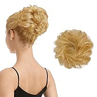 Vista 40 de Barsdar - Moño de cabello 100 % humano, Moño desordenado, Extensiones de cola de caballo, Moño de cabello rizado, Pieza de cabello