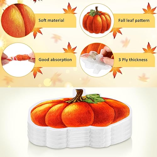 Miniatura 3 de Honoson 100 servilletas desechables de otoño de 3 capas para invitados de otoño, servilletas decorativas de Acción de Gracias, toallas de papel para