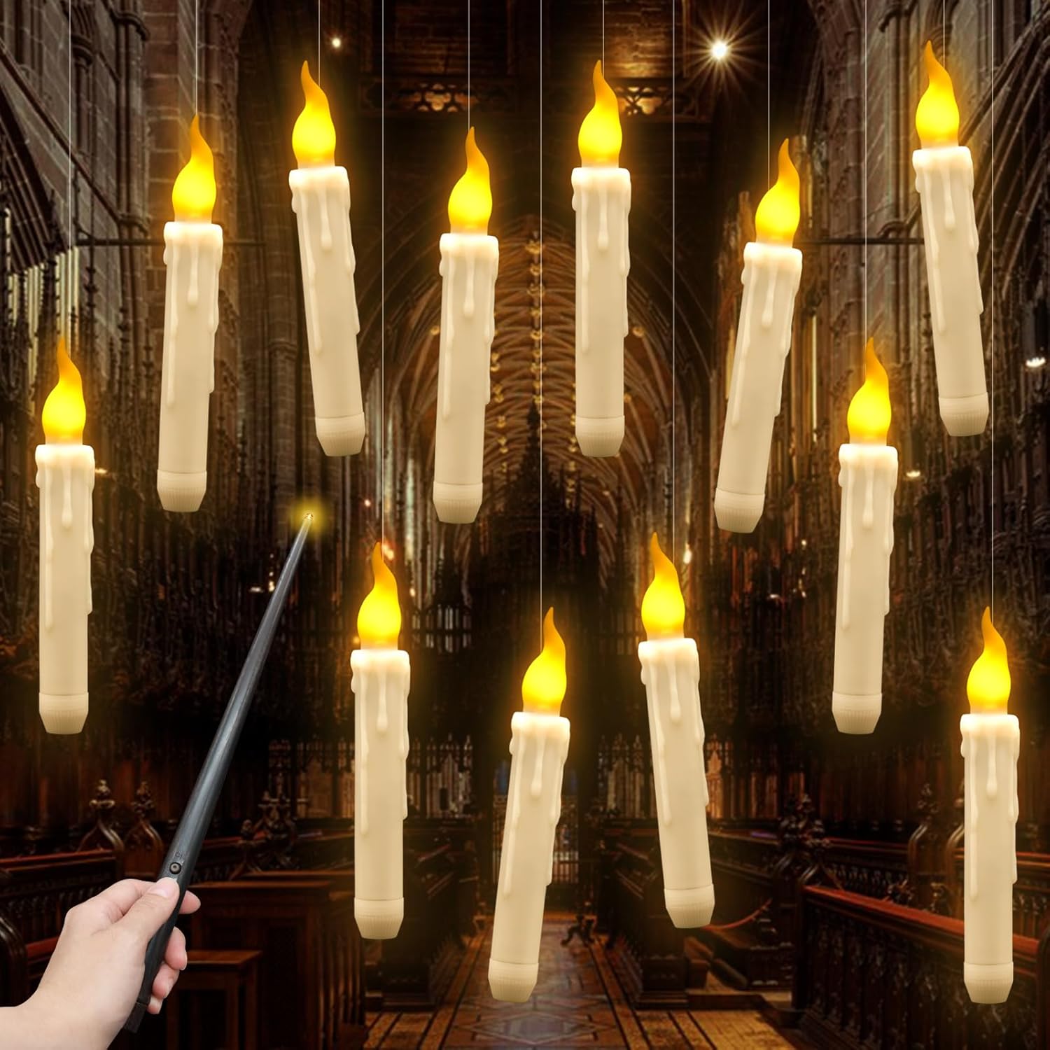 Halloween Floating Candles12Pack Floating Candles with Wand, Floating