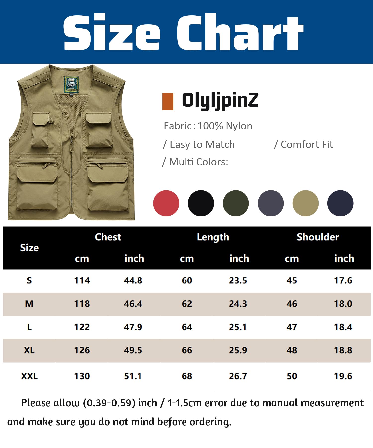 Homme Gilet de pêche en Multi-Poches Léger Respirant à Séchage Rapide Gilets De Plein air Loisirs sans Manche Veste de Sport Été Décontracté Manteau pour Camping Chasse Photographie Veste