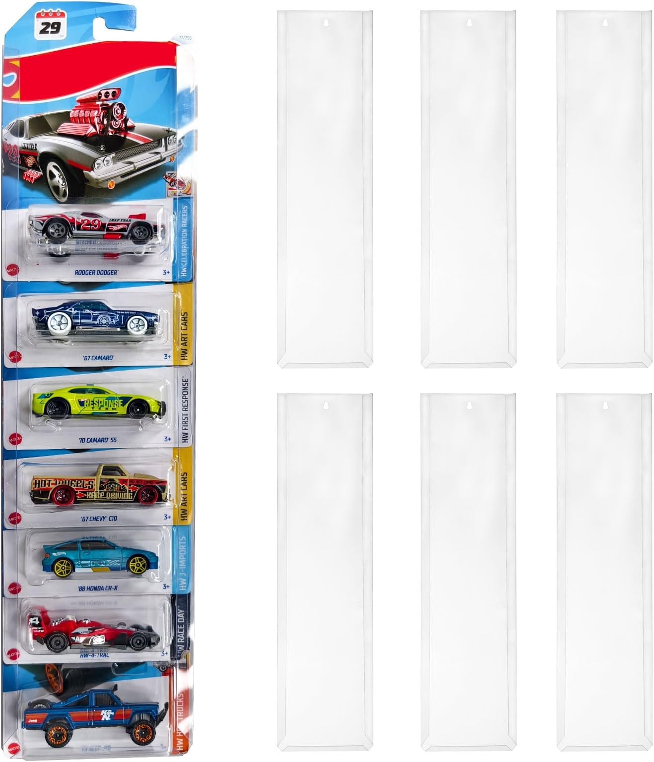 12 Pack Clear Model Car Display Case - Holds up to 120 Cars, Compatible with Hot-Wheels Packaged Diecast Blister, Toy Storage Organizer Wall Mount Display Case