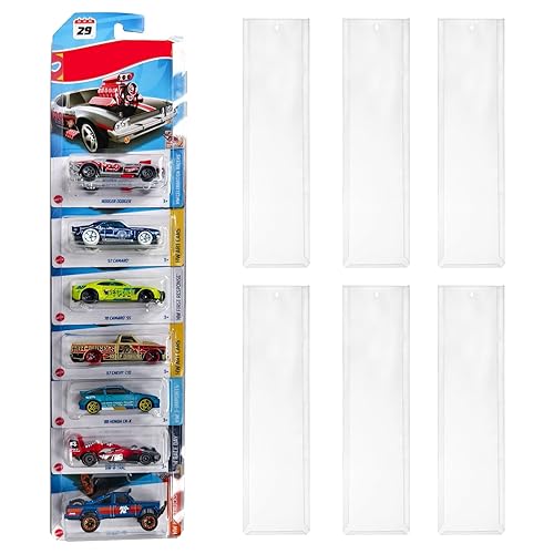 6 Pack Clear Model Car Display Case - Holds up to 60 Cars, Compatible with Hot-Wheels Packaged Diecast Blister, Toy Storage Organizer Wall Mount Display Case
