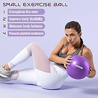 Vista 5 de Pilates Ball, 9 Inch Small Exercise Mini Soft Workout Yoga Ball with Exercise Guide, for Home Gym Yoga, Pilates, Core Training, Workout, Balance