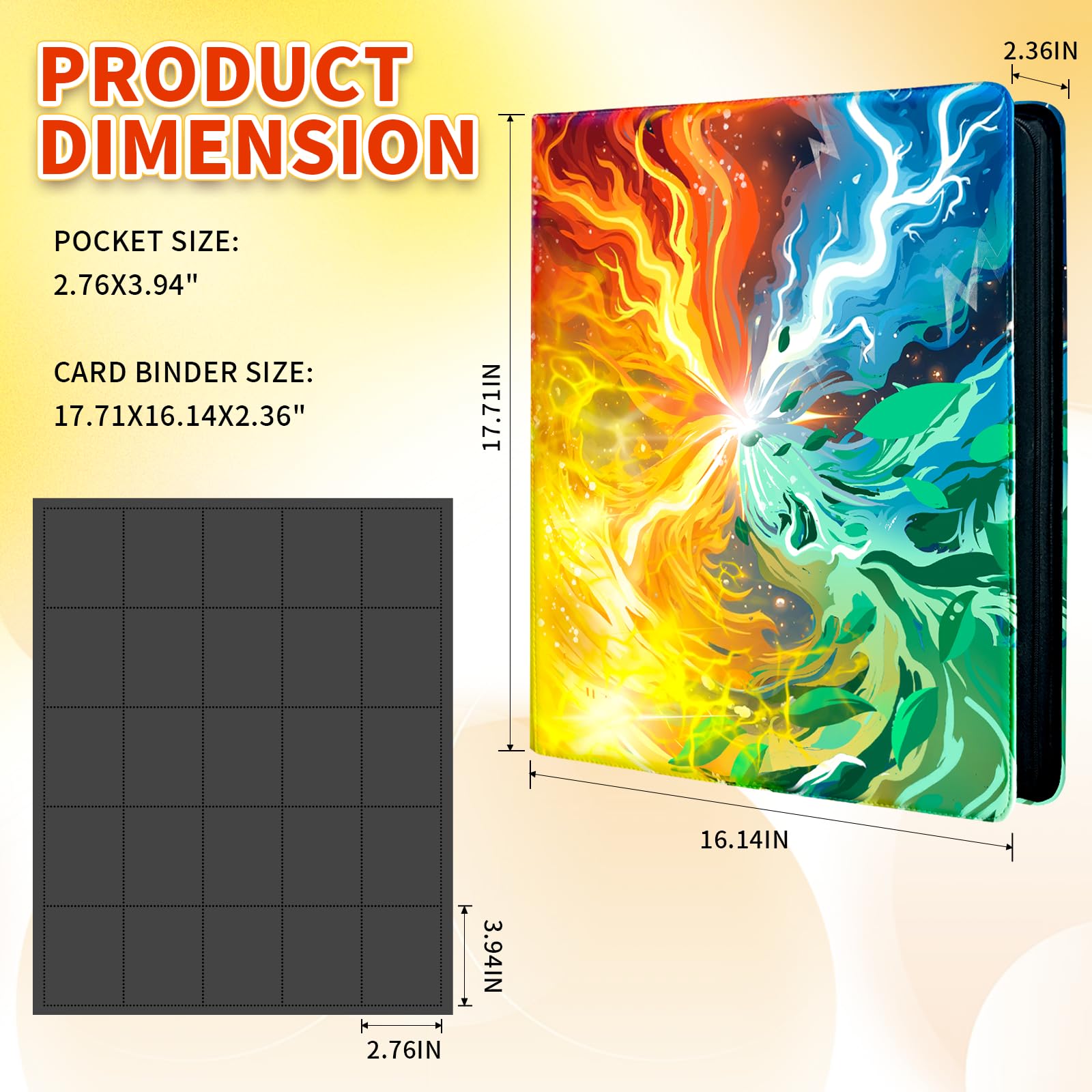 Toploader Kartenbinder für TCG-Karten, 20-Pocket Portable Card Collector Ablum Holder Book Fits 2000 Cards with 50 Removable Sleeve, Waterproof Trading Card Binder Display Storage Carrying Cases