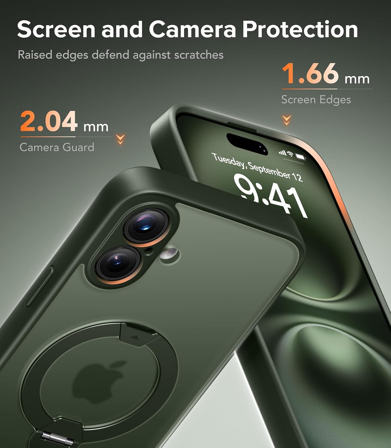 Upgraded Magnetic for iPhone 16 Case,[Unbreakable & Magnetic Stand] [Military-Grade Protection] [Phone Case Compatible with MagSafe] Slim Translucent Matte Shockproof Phone Cover,Deep Green