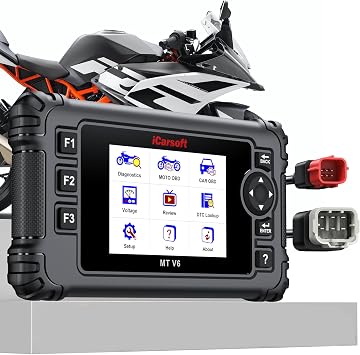 iCarsoft MT V6 Motorcycle Diagnostic Scan Tool for KTM, All System Motorbike OBD Scanner, Oil/ETC/ABS/Engine Idle Maintenance Tool for KTM, Actuation Test, Battery Test
