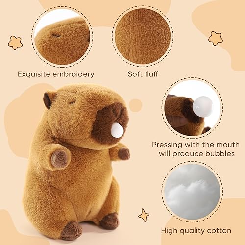 Miniatura 6 de Sew Butiful Peluche de Capybara de 8 pulgadas, bonito peluche para fiestas temáticas de animales, premio para profesores, estudiantes, juguetes de