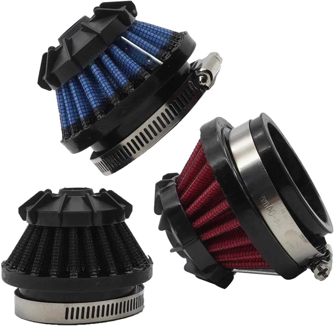 Motorcycle High Flow Air Filter Universal 35 42 48 50mm for Carburetor Intake Cleaner Pipe Modified Scooter(Red)