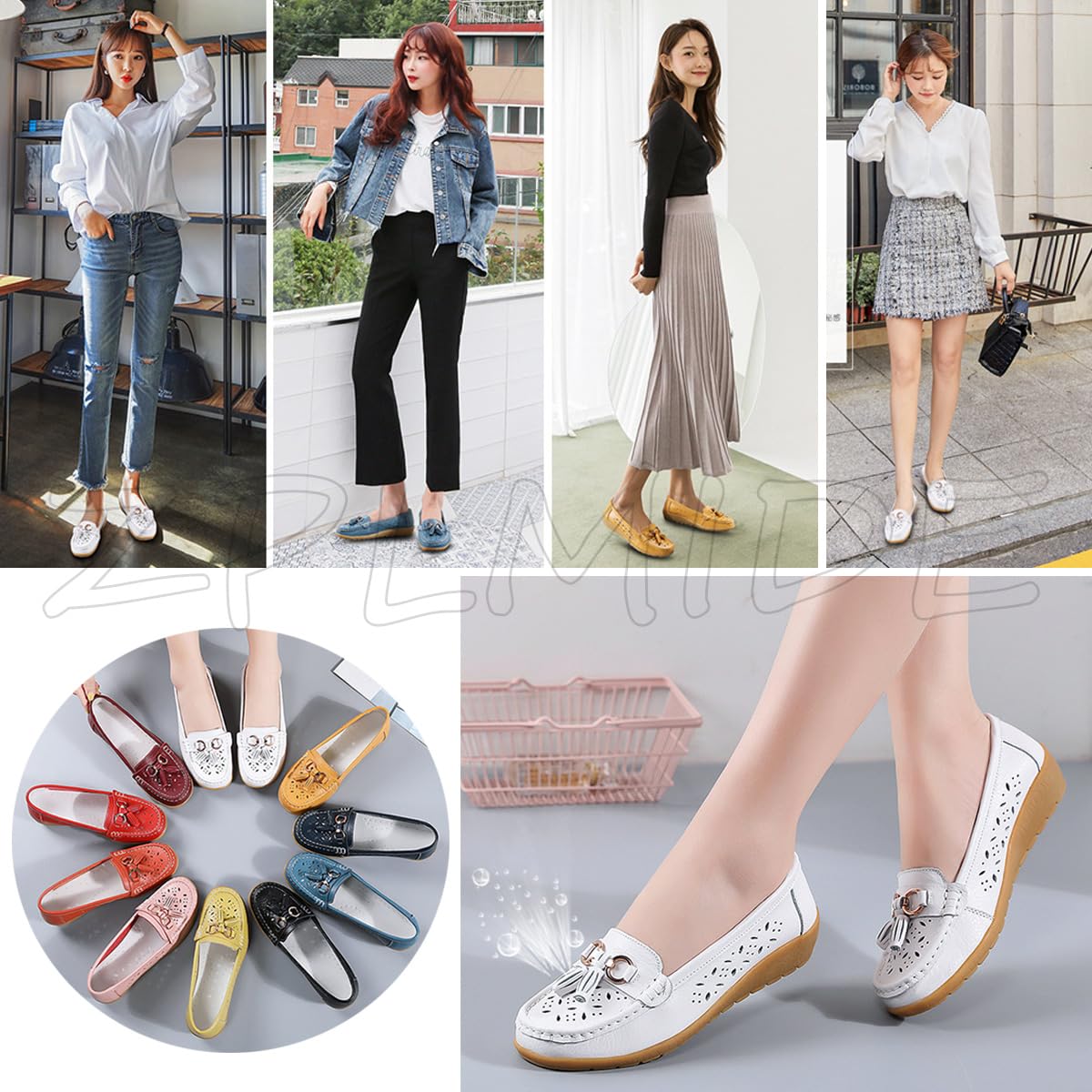 Mocassins orthopédiques pour femme en cuir respirant, mocassins d'été à enfiler confortables pour le travail, la marche