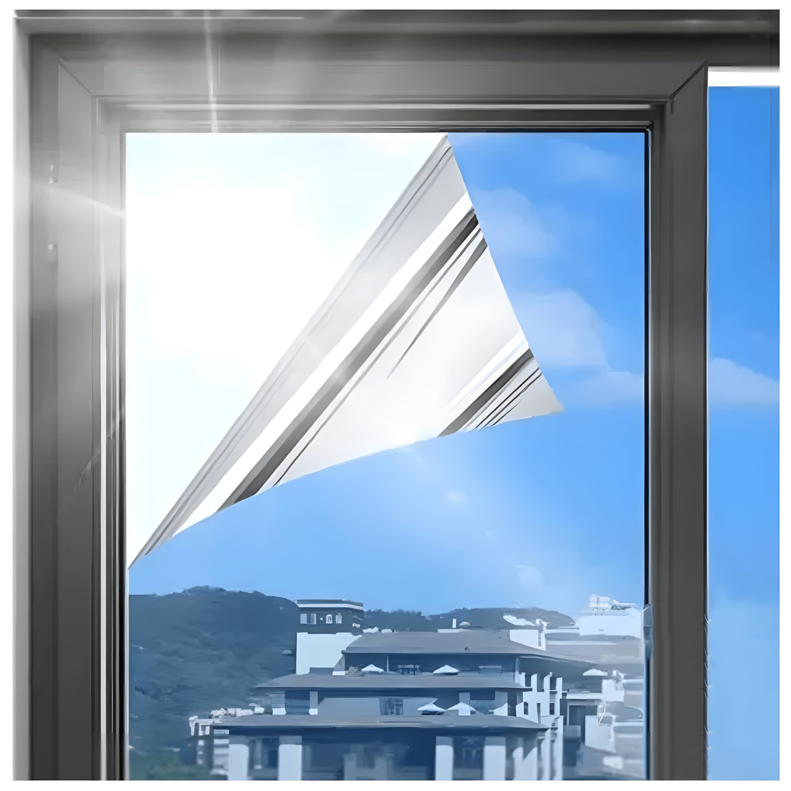 Heat Reflective UV Blocking Window Film - One Way Privacy Mirror for Glass Windows, Anti Glare Thermal Insulation Control for Home & Office (Navy Blue-silver,40x200cm)