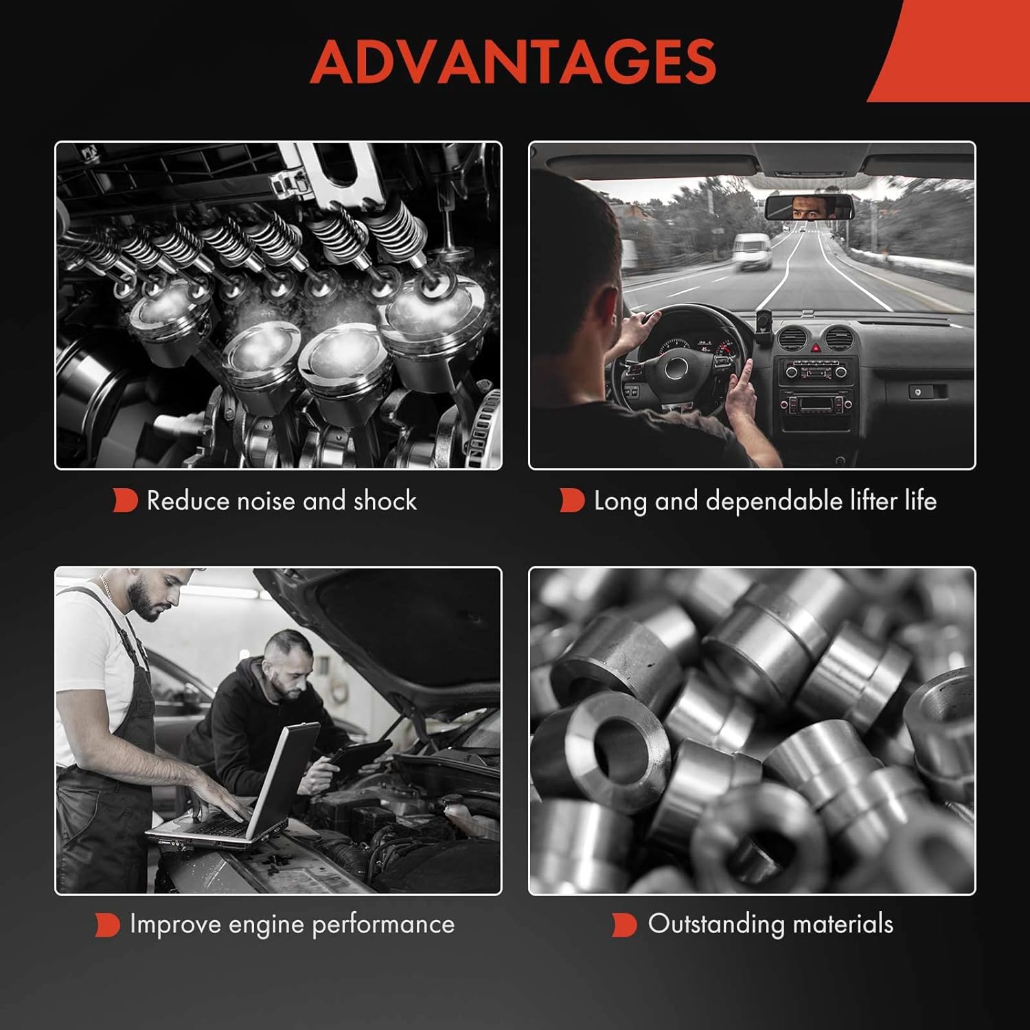 A-Premium Engine Valve Lifter Compatible with Chrysler 300 2005-2018 & Dodge Challenger Charger Durango Magnum & Jeep Commander Grand Cherokee & Ram 1500 2500 3500 4500 5500, Front OHV Engine Only