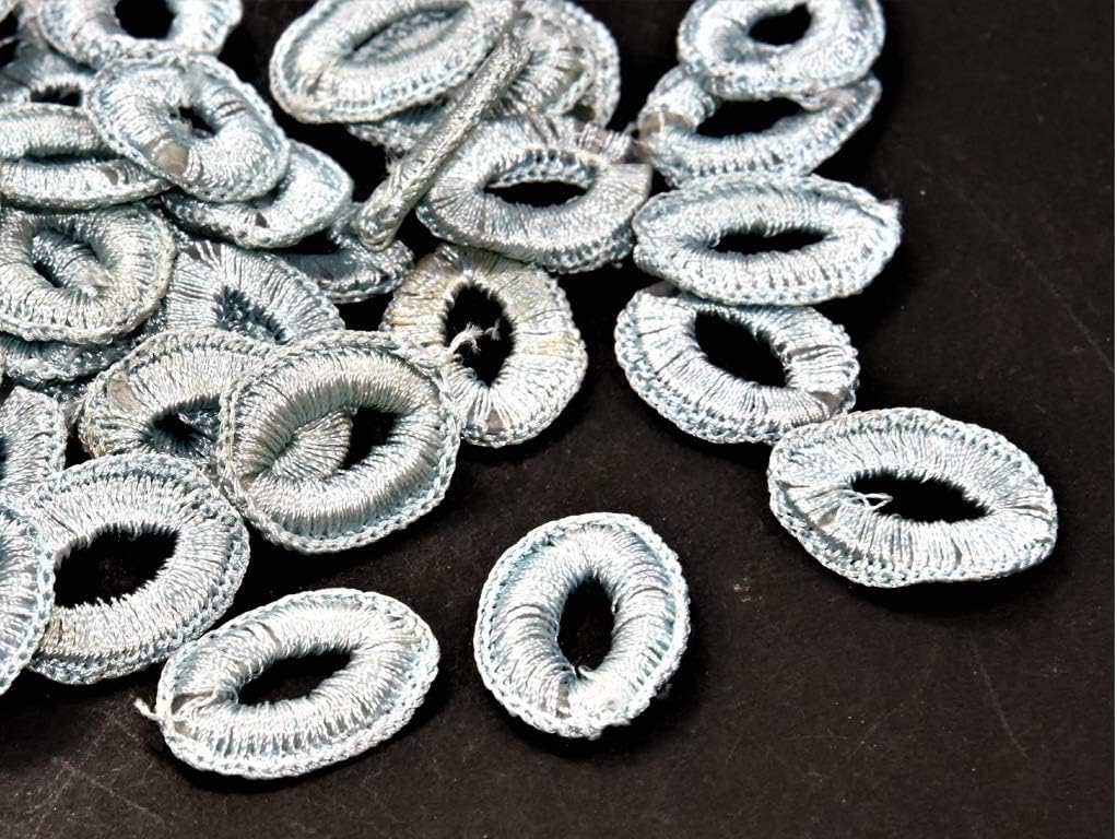 The Design Cart 240pc (2cm * 1.5cm) Army Green Oval Crochet Thread Rings for Making Jewellery | Crochet Thread Rings.