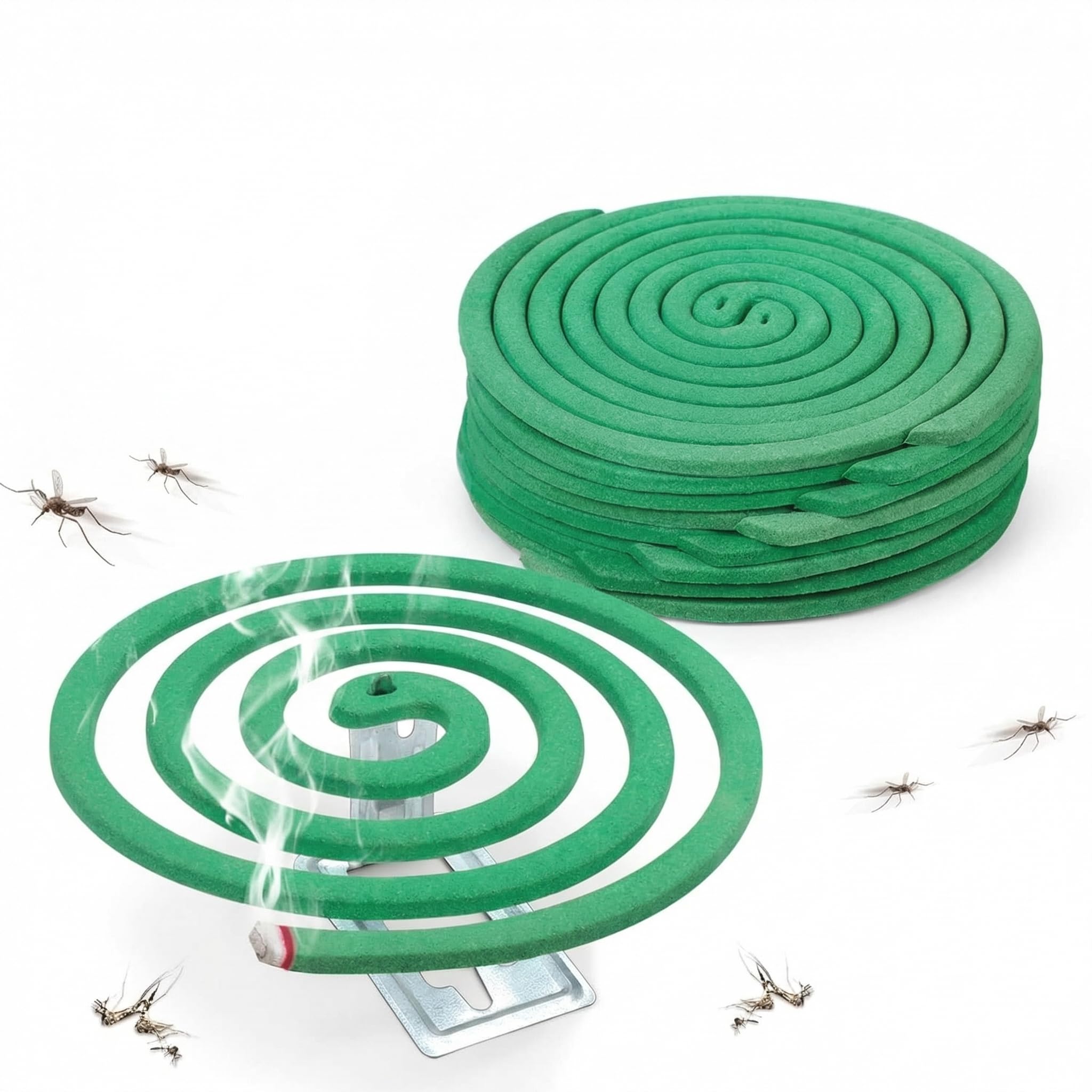 ZOPPER Citronella Incense 10 Coils with Metal Stands, Outdoor Mosquito Repellent Coil, Garden Patio Insect Deterrent, 6 Hour Burn Time - Green