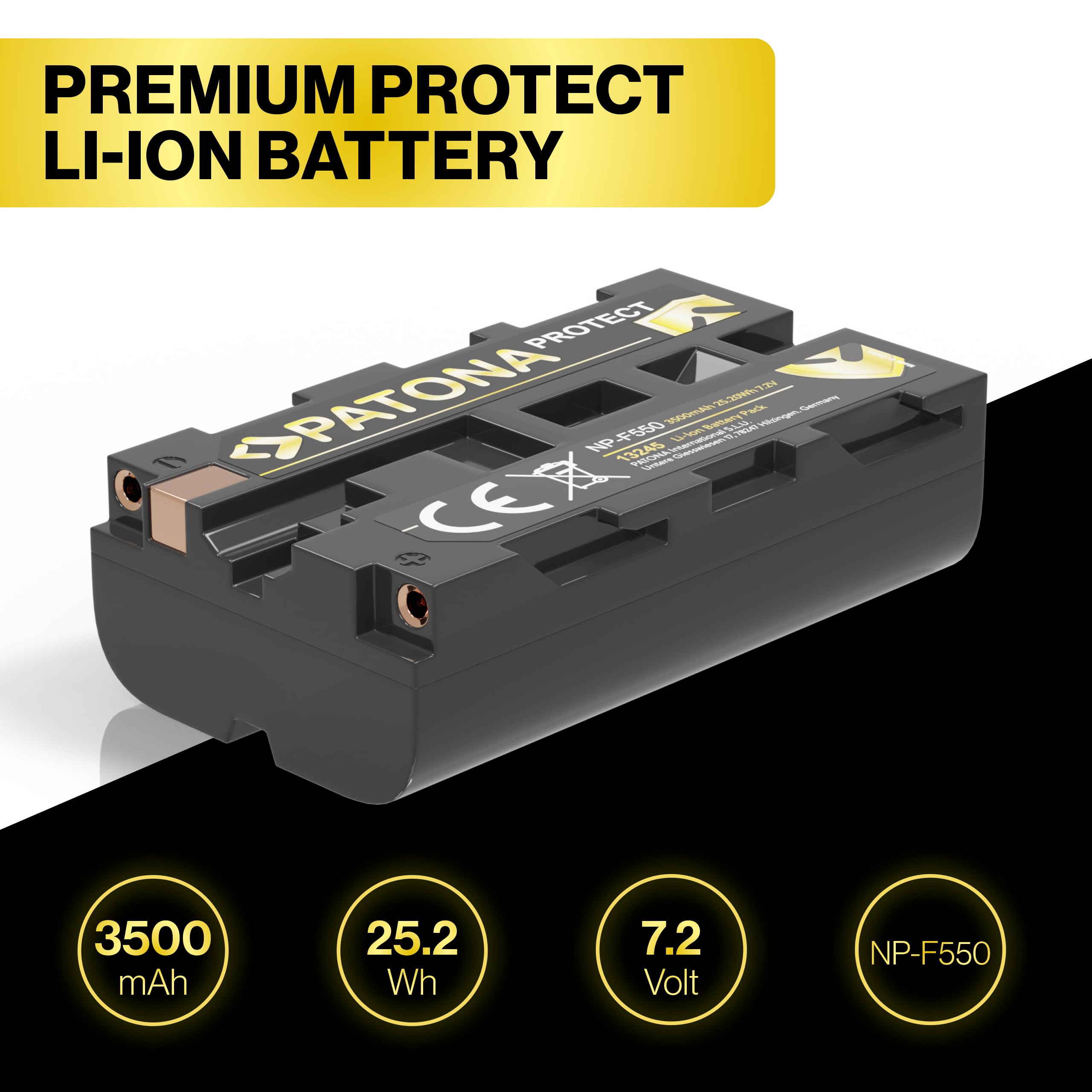 PATONA 2X Protect Akumulator do Sony NP-F550 F730 F750 F930 F950 3500mAh | Akumulator zamienny z etui ochronnym do kamer, wskaźników LED, oświetlenia, lamp wideo, monitorów kamer