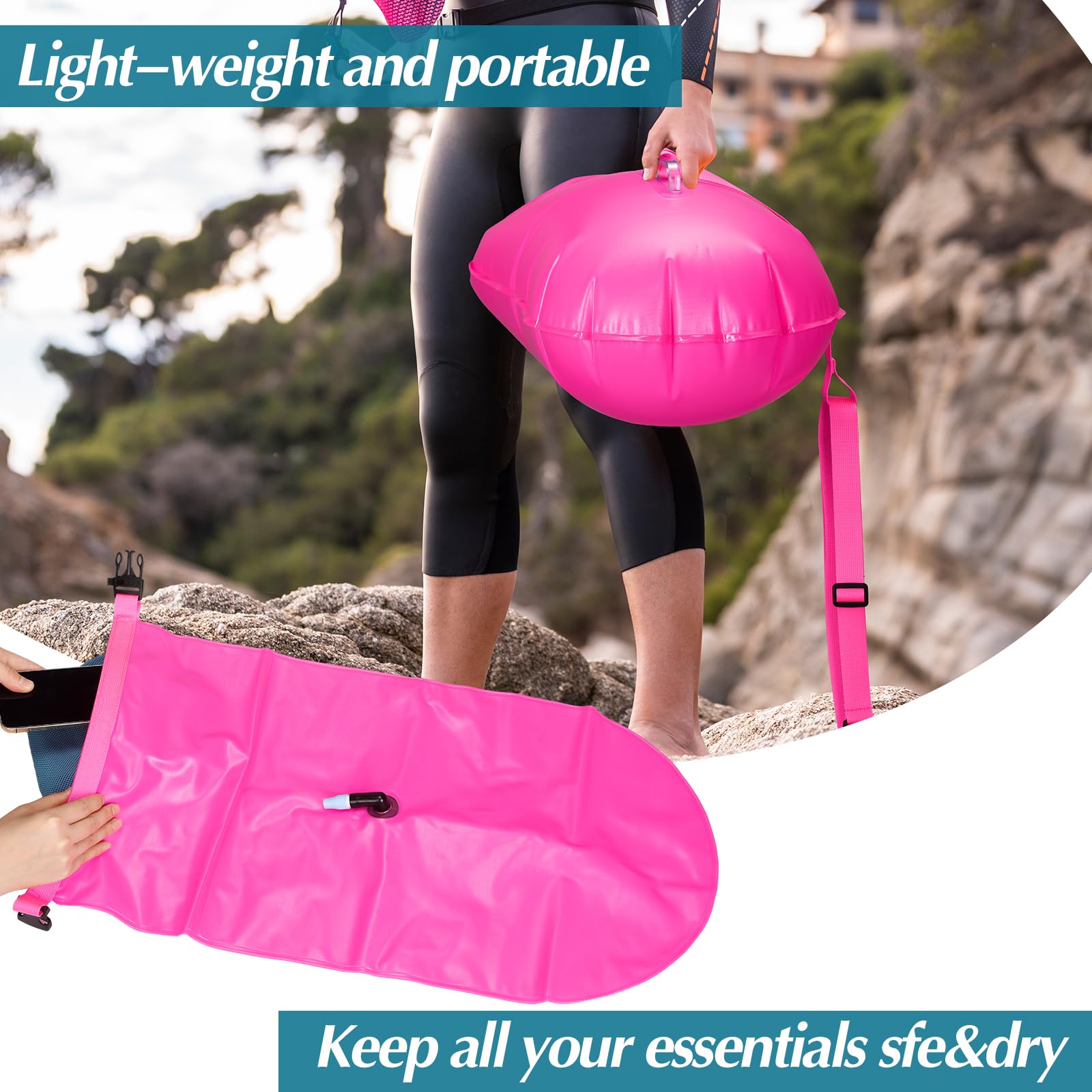 Seenelling 2 Stück Schwimmboje Schwimmboje Sicherheitsschwimmer, gut sichtbare Boje mit verstellbarem Hüftgurt, wasserdichte Tasche für Schwimmen, Triathleten, Training, Kajaker, Schnorchler