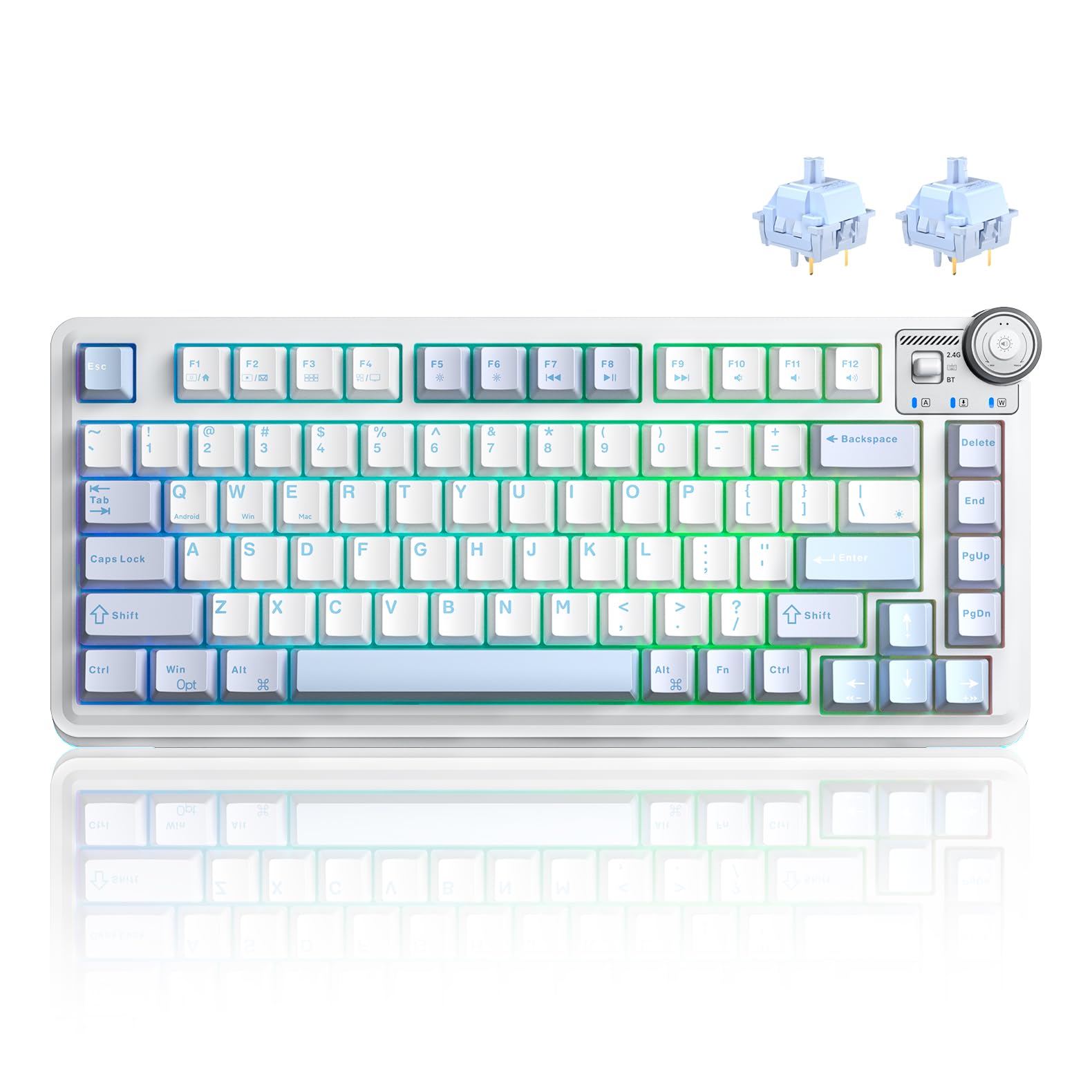Aula AU75 3 Modlu RGB Hot Swap Mekanik TKL Star Vector Switch Kablosuz Makrolu Klavye Buz Mavisi