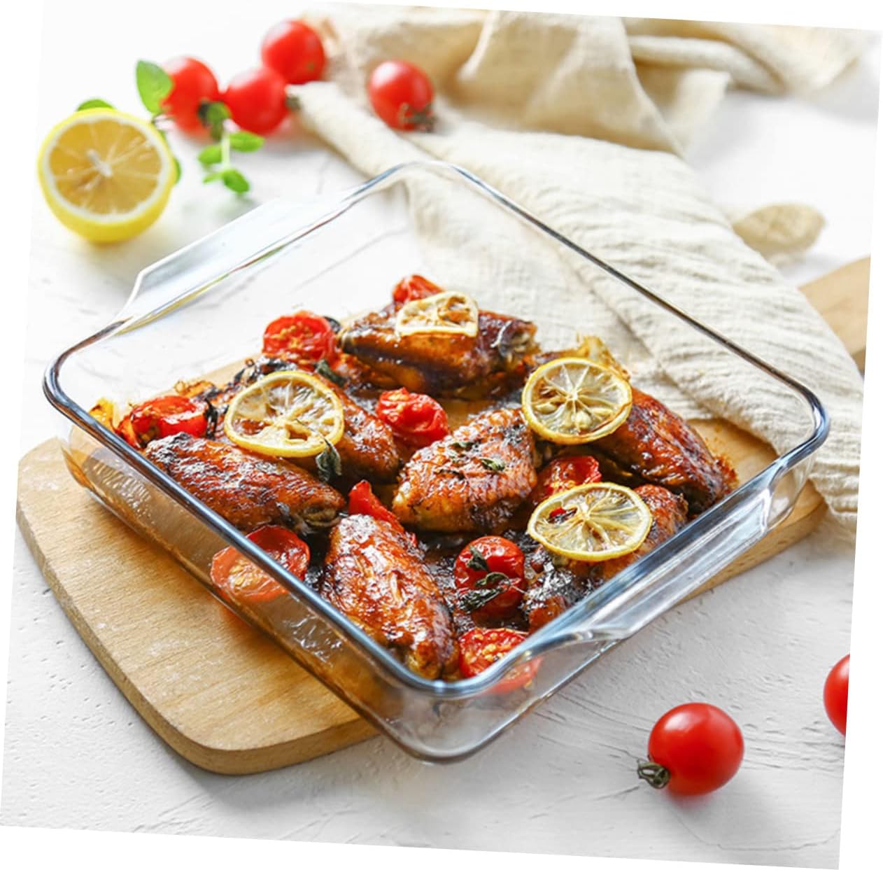 Square Baking Pan Large Glass Pizza Baking Pan Non-stick Dishwasher Safe