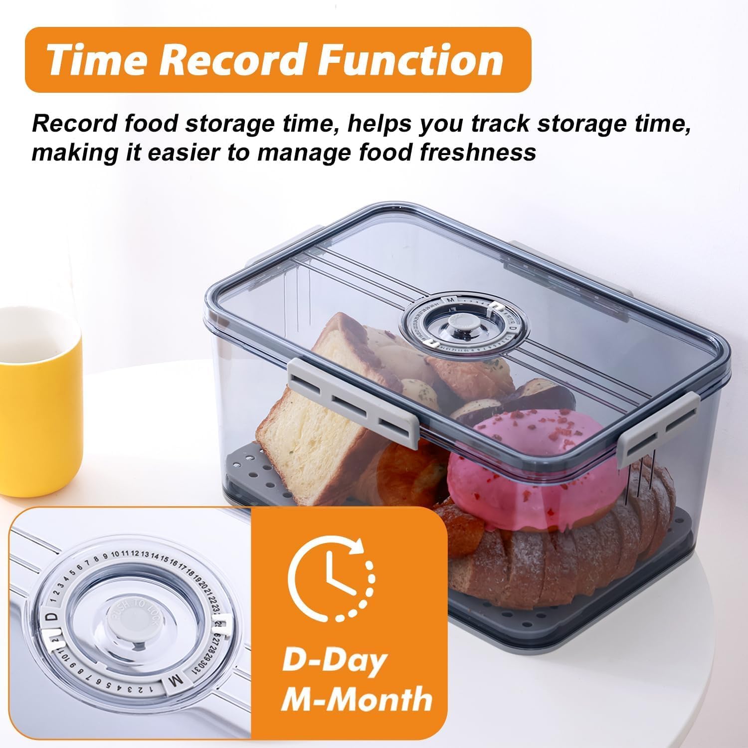 2 Pack Bread Box for Kitchen Countertop, 12 X 6 X 6 Inch Bread Container Storage Airtight Loaf, Clear Breadbox for Bread Storage, Refrigerator Lock Box for Fruit Storage Bread Holder with Bread Bags