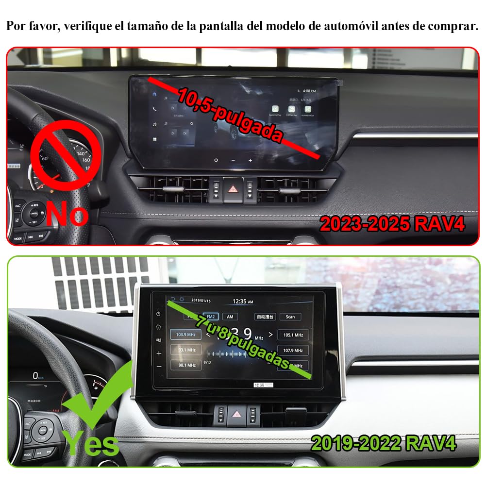 Soporte Movil Coche para Toyota RAV4 Accesorios [Solo Compatible con Toyota RAV4 XA50,años 2019-2022] Rotativo 360°、Operación con una Mano、Fácil de Instalar