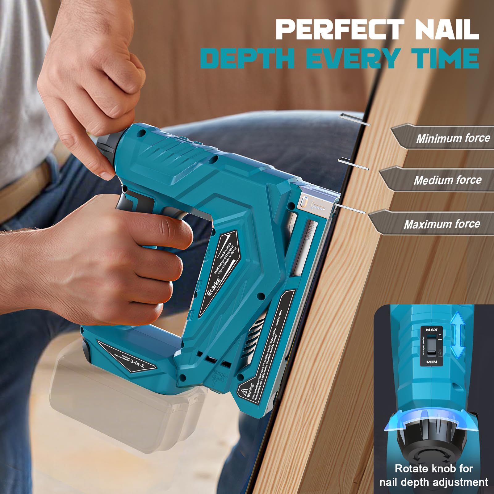Ecarke 2-in-1 Akku-Nagler kompatibel mit Makita 18V, T50 & Brad Nails | Kabellose Nagelpistole & Elektrotacker, inkl. 1000 Klammern und 1000 Nägel, ideal für DIY, Möbel und Polsterarbeiten