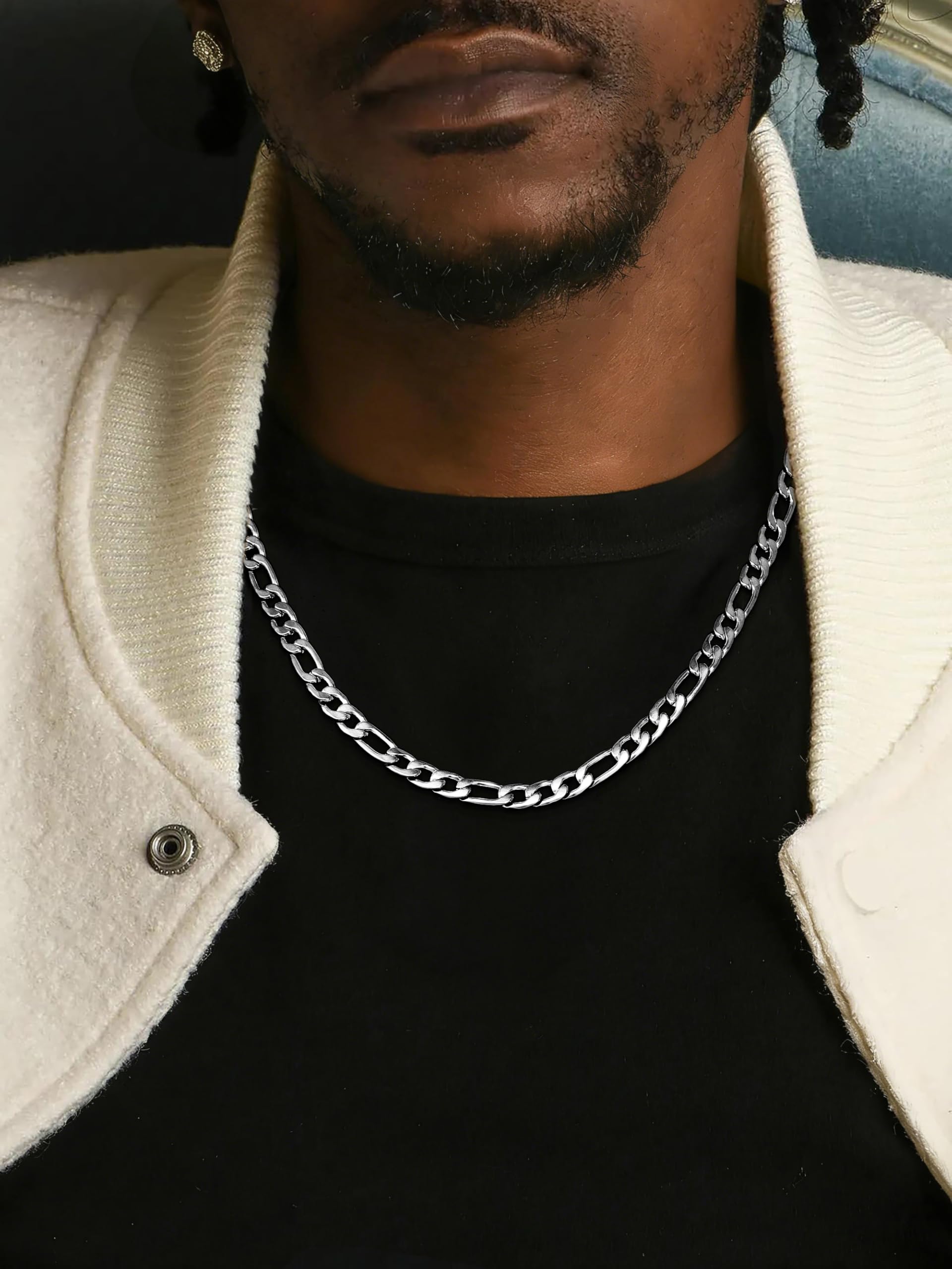 Monily Figaro Chain Necklace Stainless Steel Real Gold Plated Chains for Men Women Jewelry Gift for Men Women