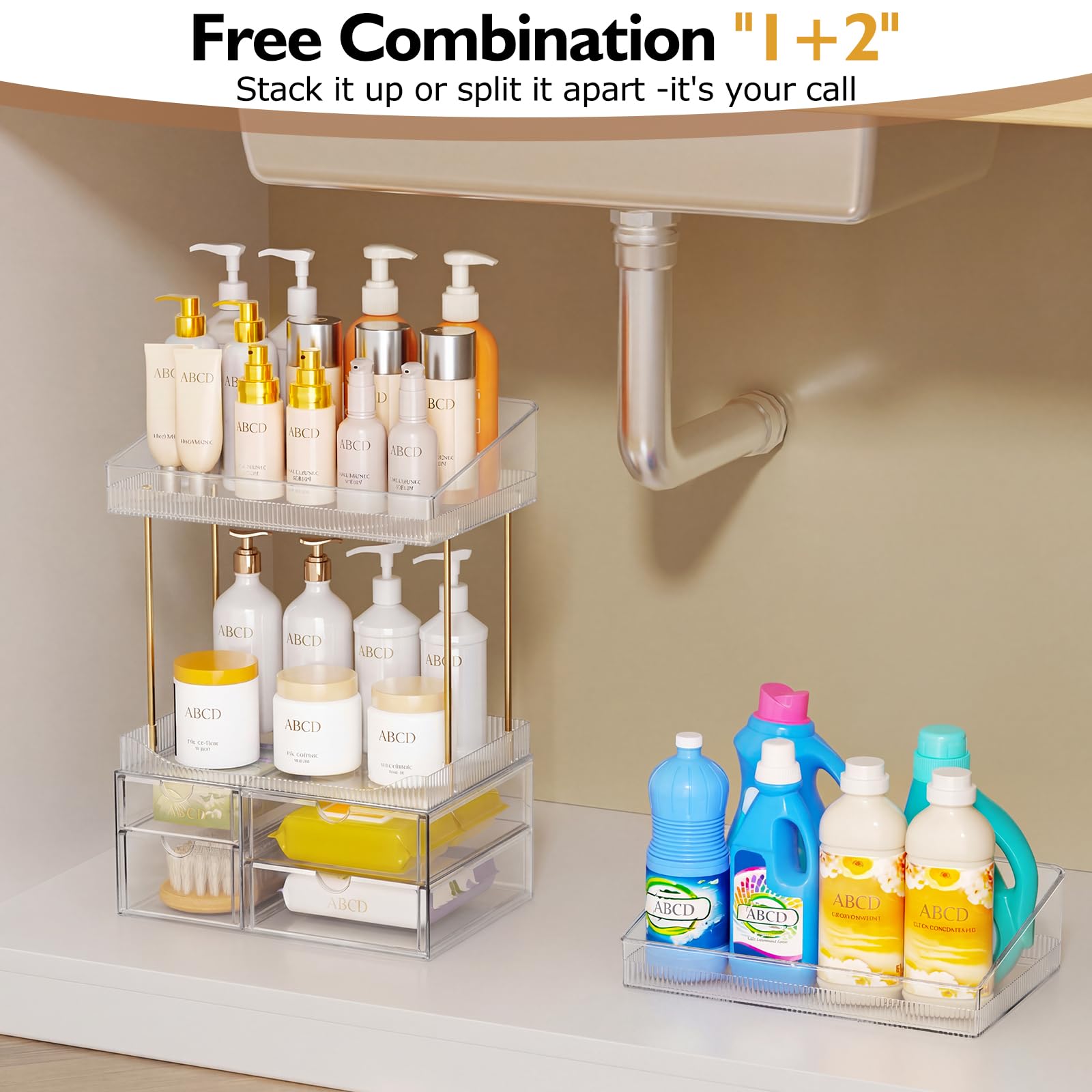 SNSLXH 4-Tier 4-Drawer Makeup and Bathroom Storage Organizer