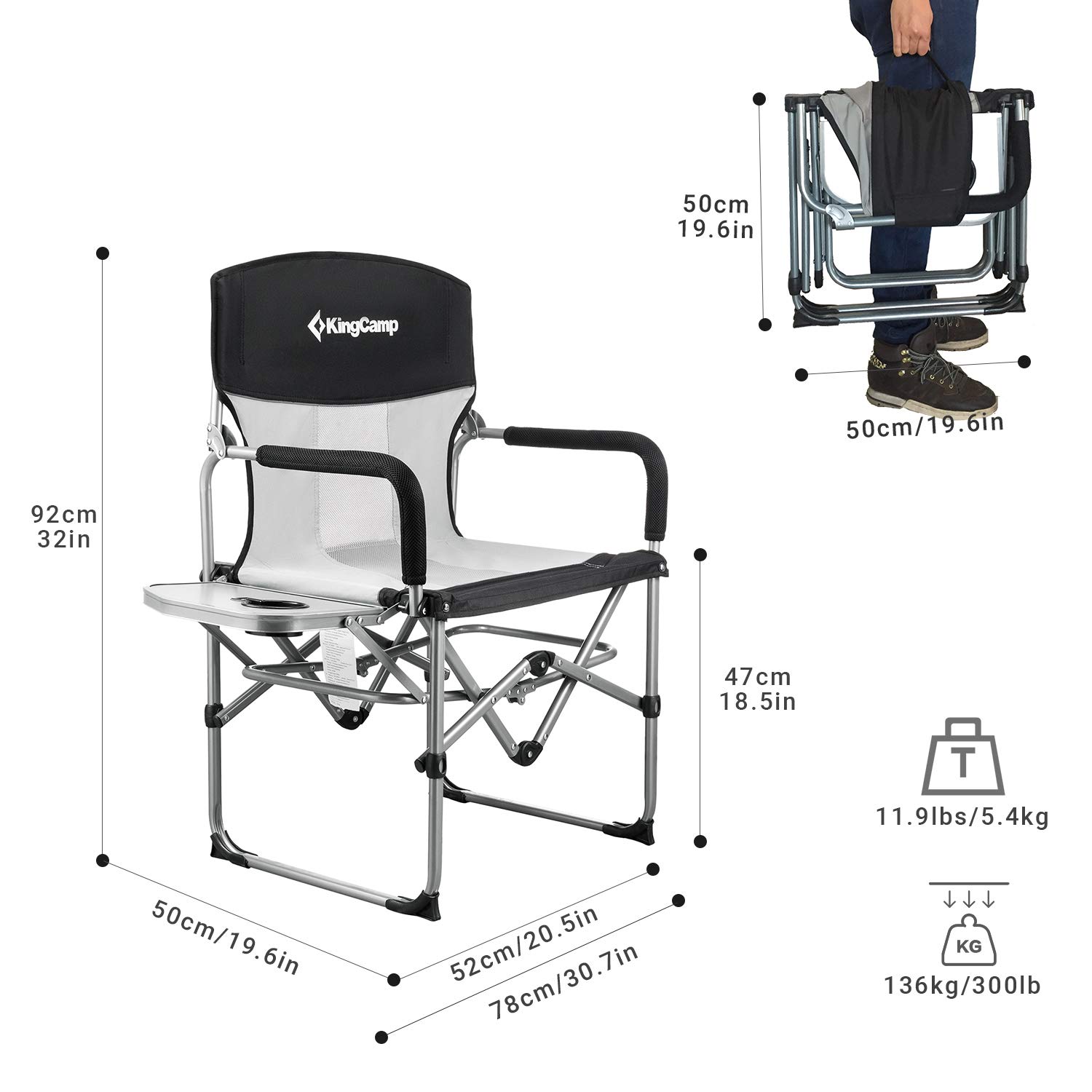 KingCamp Heavy Duty Camping Directors Chair Folding Oversized Portable